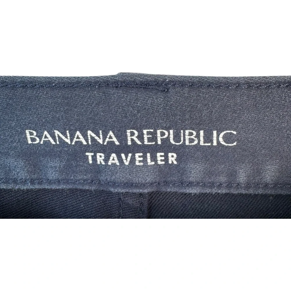 Banana Republic Slim Traveler Navy Pants Men 32x32 Casual‎ Stretch Cotton Blend